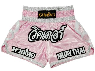 Kanong Custom Light Pink Muay Thai Shorts : KNSCUST-1185